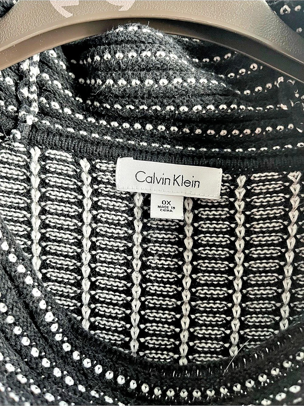Calvin Klein Black & White Patterned Cowl Neck Sweater Medium - Picture 3 of 7